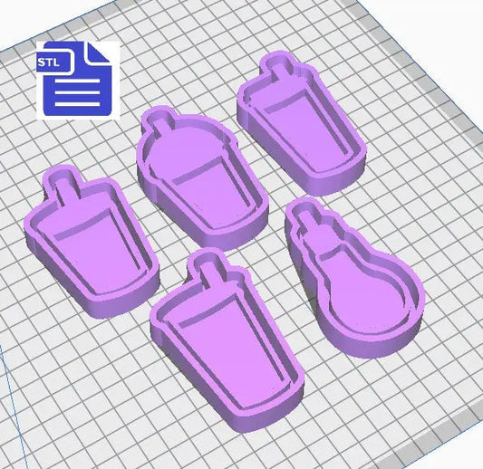 Straw Cup Shaker with Mold Housing STL File - for 3D printing - FILE ONLY - each design has an inbuilt tray to make your own silicone molds