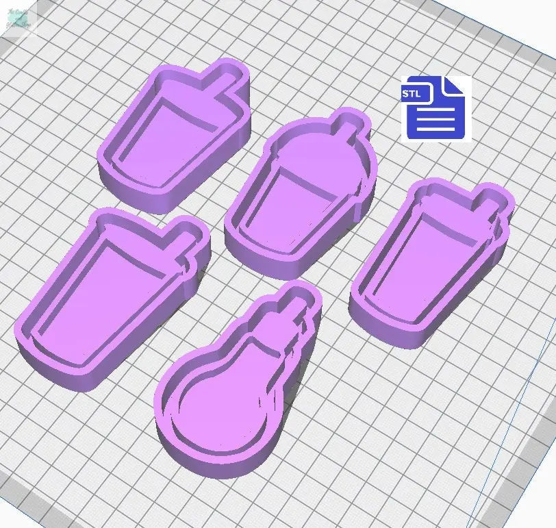 Straw Cup Shaker with Mold Housing STL File - for 3D printing - FILE ONLY - each design has an inbuilt tray to make your own silicone molds