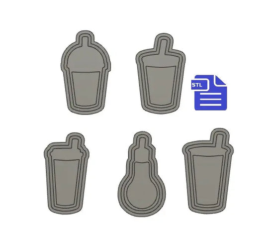 Straw Cup Shaker with Mold Housing STL File - for 3D printing - FILE ONLY - each design has an inbuilt tray to make your own silicone molds - The Crafts and Glitter Shop