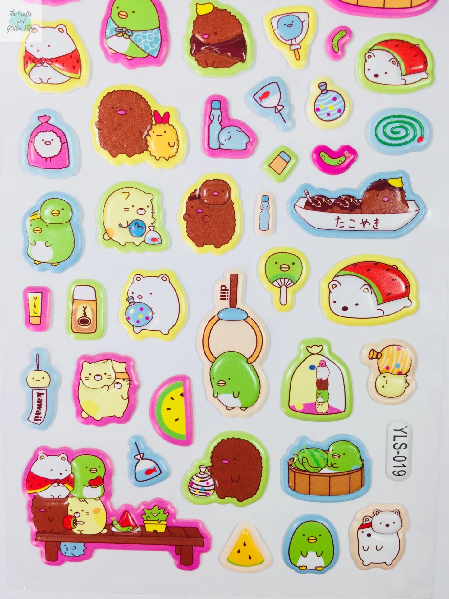 Sumikko Gurashi Puffy Stickers - 1 Sheet - Kawaii Stationery The Crafts and Glitter Shop