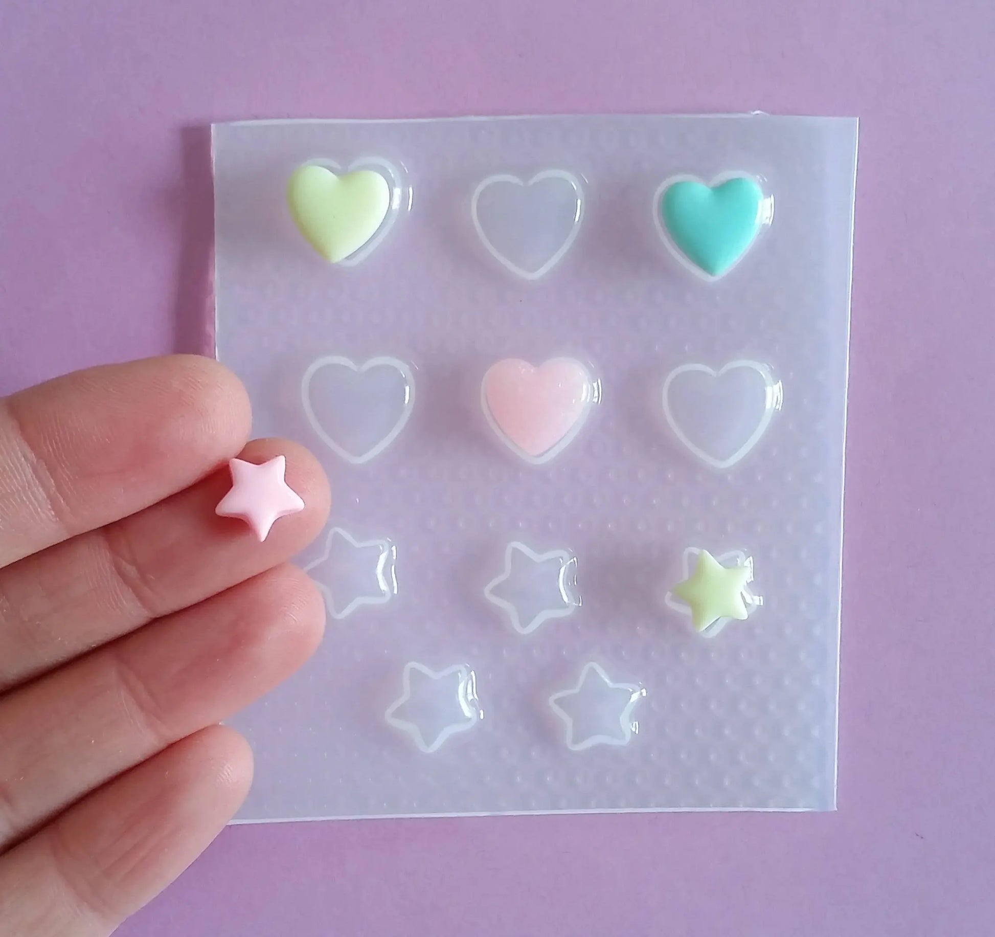 Tiny Bubble Hearts & Star Plastic Mold
