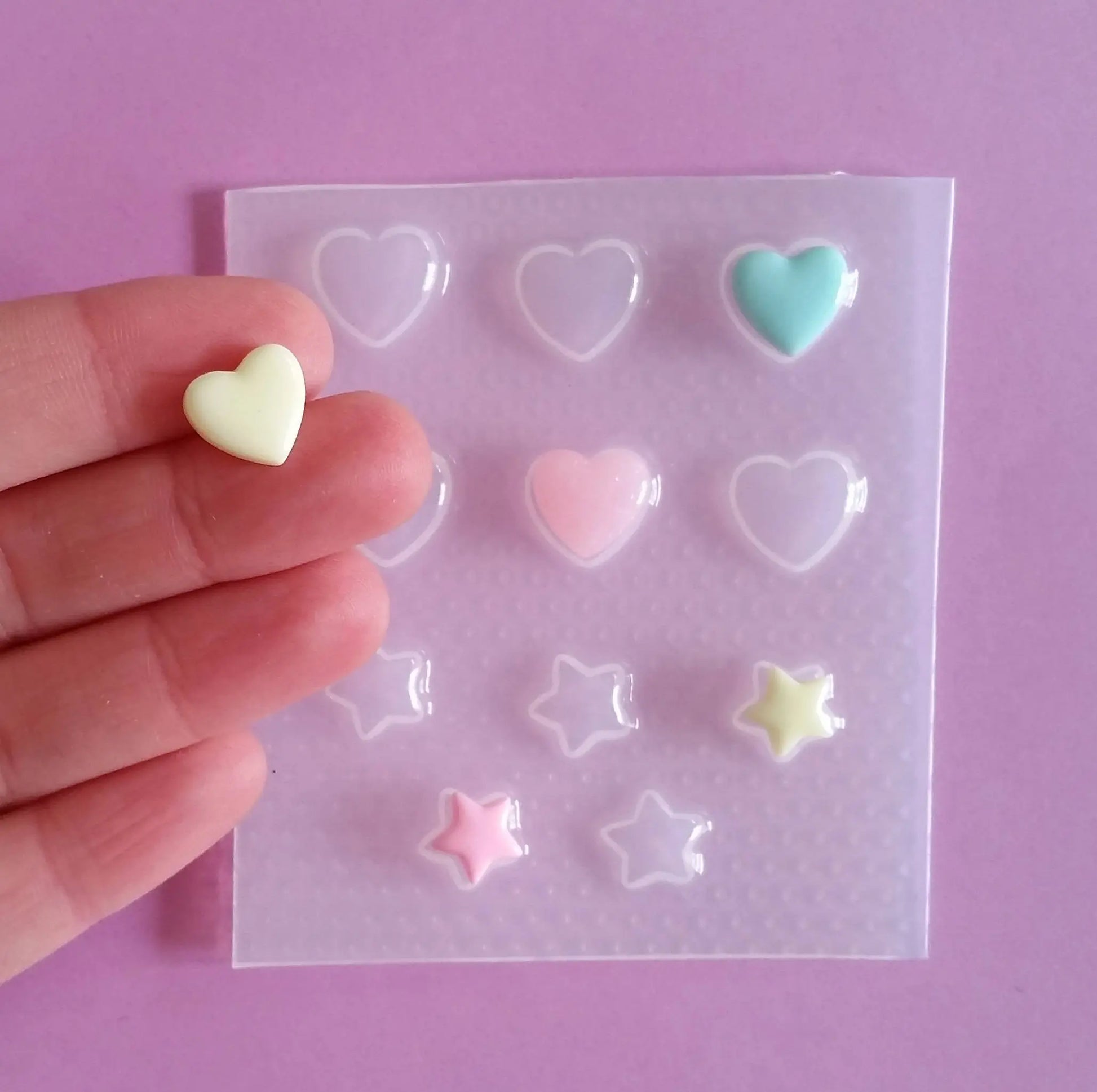 Tiny Bubble Hearts & Star Plastic Mold