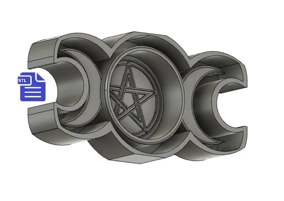 Triple Moon Dish STL File - for 3D printing - FILE ONLY - triple moon candle holder with tray included to make your own silicone mold