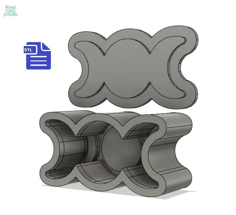 Triple Moon Trinket Dish STL File - for 3D printing - FILE ONLY - Triple Moon Bath Bomb Mold Press - Wicca Trinket Tray with lid