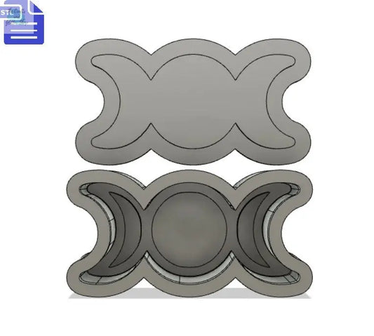 Triple Moon Trinket Dish STL File - for 3D printing - FILE ONLY - Triple Moon Bath Bomb Mold Press - Wicca Trinket Tray with lid - The Crafts and Glitter Shop