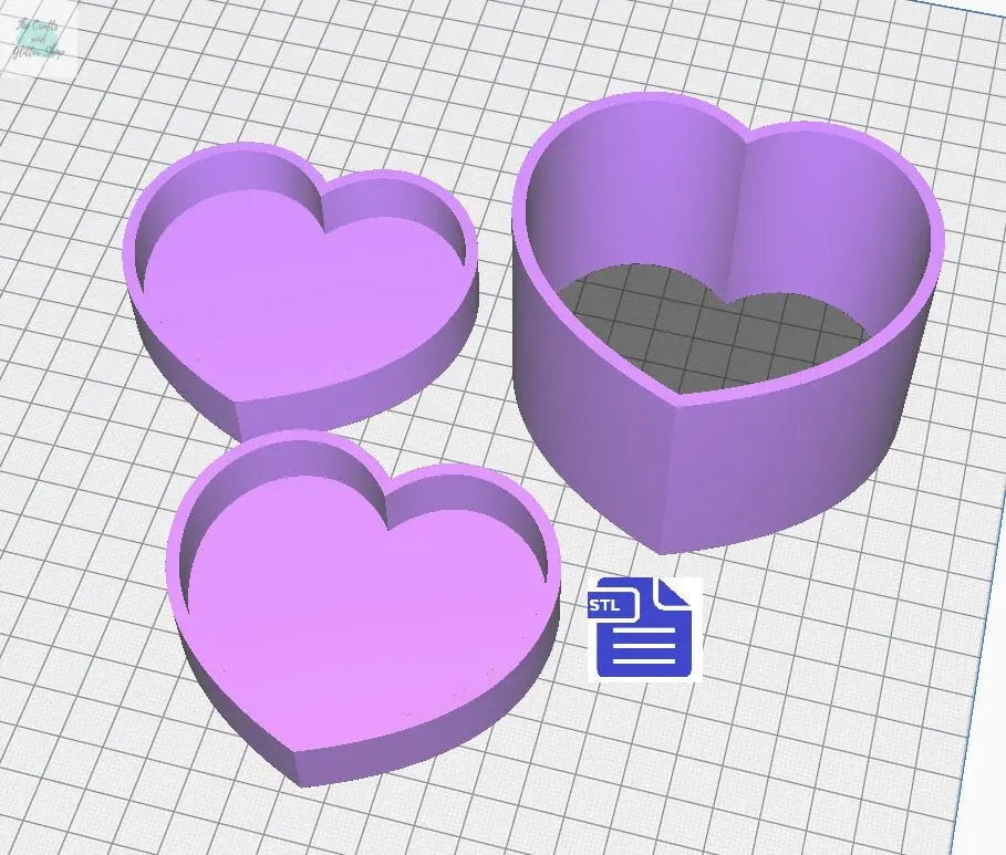 Valentine Bath Bomb Mold STL File - for 3D printing - FILE ONLY - Heart Bath Bomb Press Mould - 3 piece mold with 8 face inserts - 9 in 1 - The Crafts and Glitter Shop