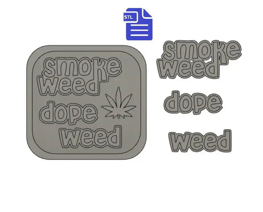 Weed STL File - for 3D printing - FILE ONLY - also includes tray option for silicone mold making - diy freshies mold