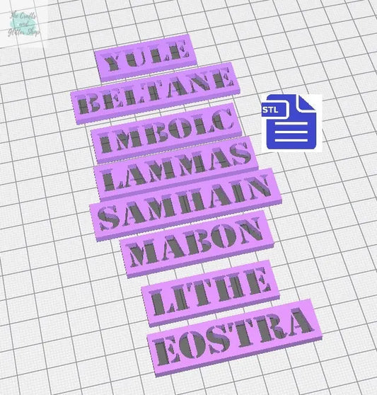 Wiccan Festivities Stencil STL File - for 3D printing - FILE ONLY - Samhain Yule Imbolc Eostra Beltane Lithe Lammas Mabon