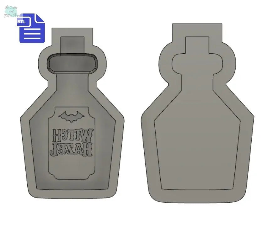 Witch Hazel Bath Bomb Mold STL File - for 3D printing - FILE ONLY - Potion Bottle Bath Bomb Press Shower Steamer - The Crafts and Glitter Shop