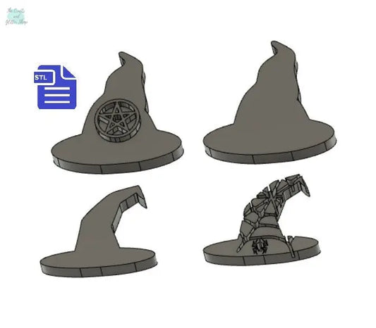 Witch & Wizard Hats set STL File - for 3D printing - FILE ONLY