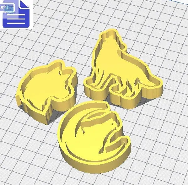 Wolf Mold Trays STL File - for 3D printing - FILE ONLY - with trays to make silicone molds - howling wolf, wolf head, crescent moon, wolves - The Crafts and Glitter Shop