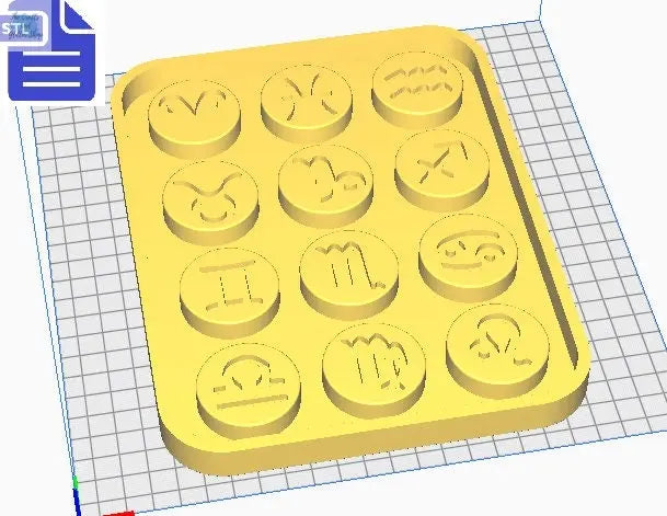 Zodiac Signs STL File - for 3D printing - FILE ONLY - Star Sign Symbols tray to make silicone molds - diy freshies mold