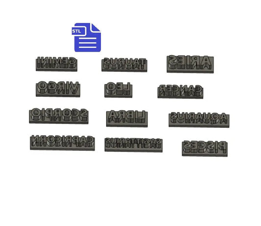 Zodiac Signs Stamp STL File - for 3D printing - FILE ONLY