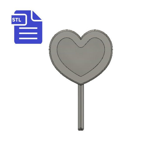 STL File Heart Lollipop Shaker - for 3D printing - FILE ONLY