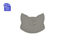 Load image into Gallery viewer, STL File Cat Head Shaker - for 3D printing - FILE ONLY - wicca - crescent moon - magic - witchcraft