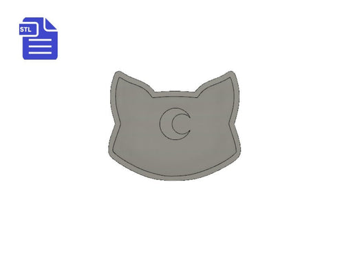 STL File Cat Head Shaker - for 3D printing - FILE ONLY - wicca - crescent moon - magic - witchcraft