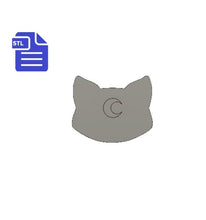 Load image into Gallery viewer, STL File Cat Head with crescent Moon - for 3D printing - FILE ONLY - witch - witchcraft - wicca - animal - kitty - familiar