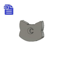 Load image into Gallery viewer, STL File Cat Head with crescent Moon - for 3D printing - FILE ONLY - witch - witchcraft - wicca - animal - kitty - familiar