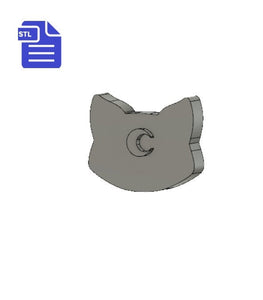 STL File Cat Head with crescent Moon - for 3D printing - FILE ONLY - witch - witchcraft - wicca - animal - kitty - familiar