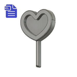 STL File Heart Lollipop Shaker - for 3D printing - FILE ONLY