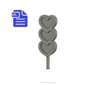 STL File Heart Dango Lollipop Shaker - for 3D printing - FILE ONLY