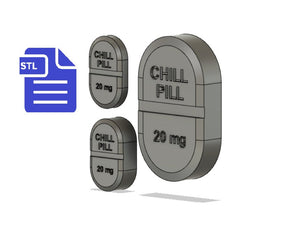 Chill Pill 20mg STL File - for 3D printing - FILE ONLY - Medication Drugs Nurse Doctor