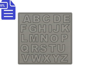 Full alphabet STL File - for 3D printing - FILE ONLY - full alphabet letters set for silicone mold making - diy freshies mold