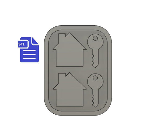 House & Key STL File - for 3D printing - FILE ONLY - with tray ready for silicone mold making - diy freshies mold