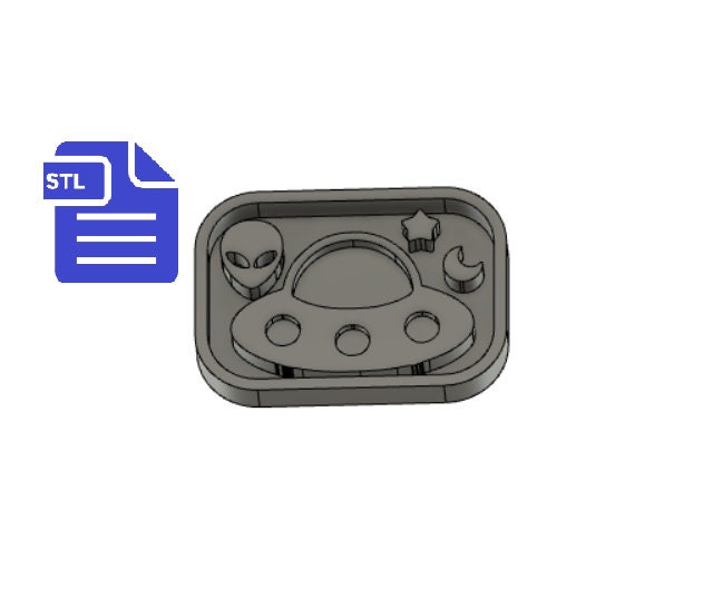 ufo STL File - for 3D printing - FILE ONLY - with tray included ready for silicone mold making - diy freshies mold