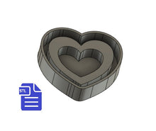 Load image into Gallery viewer, Hollow Heart with hoop STL File - for 3D printing - FILE ONLY - with tray included ready to make silicone molds - diy freshies mold