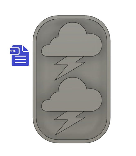 Cloud with Thunderbolt STL File - for 3D printing - FILE ONLY - tray included to make silicone molds - diy freshies mold