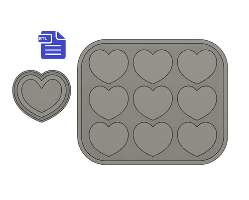 Hearts STL File - for 3D printing - FILE ONLY - includes tray for silicone mold making - Heart Shaker + Full flat hearts - diy freshies mold