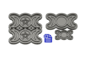 Triple Moon set STL File - for 3D printing - FILE ONLY - all include tray to make your own silicone molds - diy freshies mold