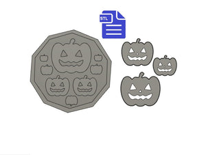 Pumpkins set STL File - for 3D printing - FILE ONLY - includes design with tray to make silicone molds - diy freshies mold