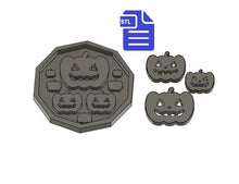 Load image into Gallery viewer, Pumpkins set STL File - for 3D printing - FILE ONLY - includes design with tray to make silicone molds - diy freshies mold
