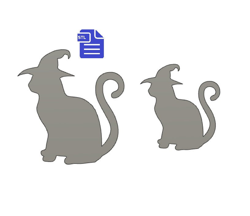 Cat with Witch Hat STL File - for 3D printing - FILE ONLY