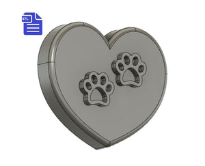 Heart with paws STL File - for 3D printing - FILE ONLY