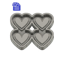 Load image into Gallery viewer, Hearts STL File - for 3D printing - FILE ONLY - with tray to make your own silicone molds - diy freshies mold