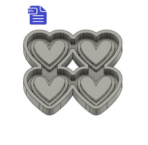 Hearts STL File - for 3D printing - FILE ONLY - with tray to make your own silicone molds - diy freshies mold