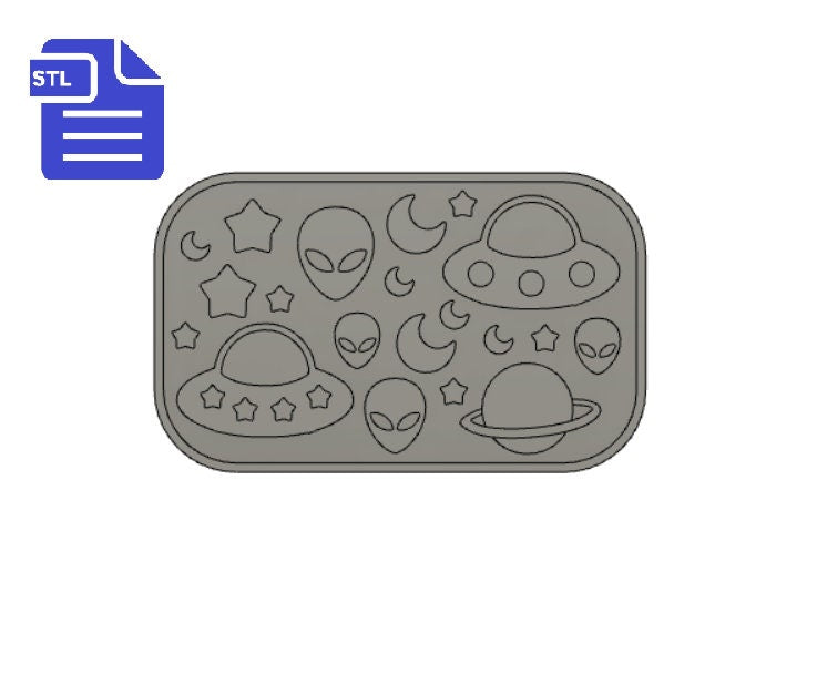 Aliens & UFOs palette STL File - for 3D printing - FILE ONLY - with tray included ready for silicone mold making - diy freshies mold