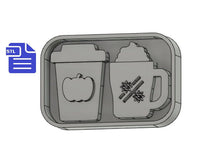 Load image into Gallery viewer, Latte set STL File - for 3D printing - FILE ONLY - Pumpkin latte &amp; Cinnamon spice latte with tray included to make silicone molds