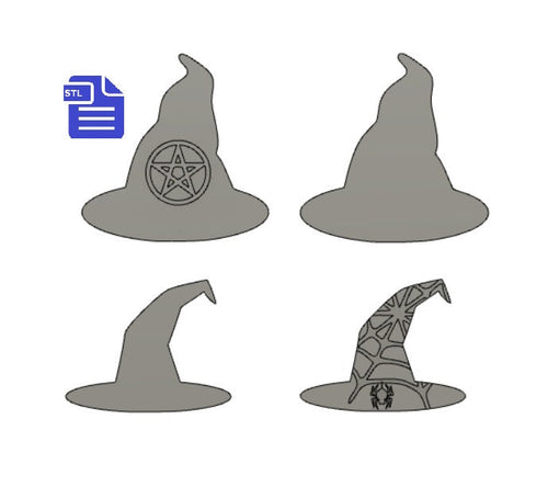 Witch & Wizard Hats set STL File - for 3D printing - FILE ONLY