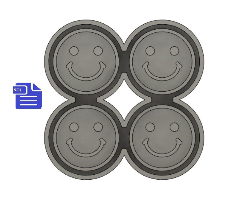 Smiley Face STL File - for 3D printing - FILE ONLY - tray included for silicone mold making - diy freshies mold