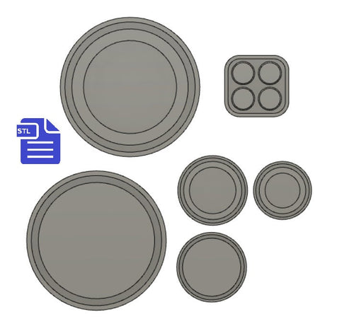 Circles STL File - for 3D printing - FILE ONLY - all come with a tray for silicone mold making - includes a mix circles and circle shakers