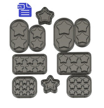 Load image into Gallery viewer, Stars set STL File - for 3D printing - FILE ONLY - includes shaker - all come with with tray to make silicone molds - diy freshies mold