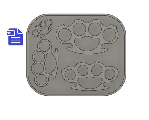 Brass Knuckles STL File - for 3D printing - FILE ONLY - Knuckle dusters with tray to make your own silicone molds - diy freshies mold