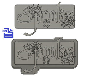 spooky Banner STL File - for 3D printing - FILE ONLY - diy Halloween decor - includes design with tray to easily make your own silicone mold