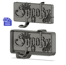 Load image into Gallery viewer, spooky Banner STL File - for 3D printing - FILE ONLY - diy Halloween decor - includes design with tray to easily make your own silicone mold