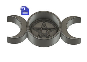 Triple Moon Dish STL File - for 3D printing - FILE ONLY - Triple Moon Candle Holder