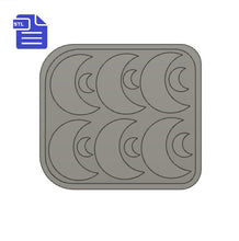 Load image into Gallery viewer, Crescent Moon STL File - for 3D printing - FILE ONLY - with tray included to make your own silicone mold - diy freshies mold